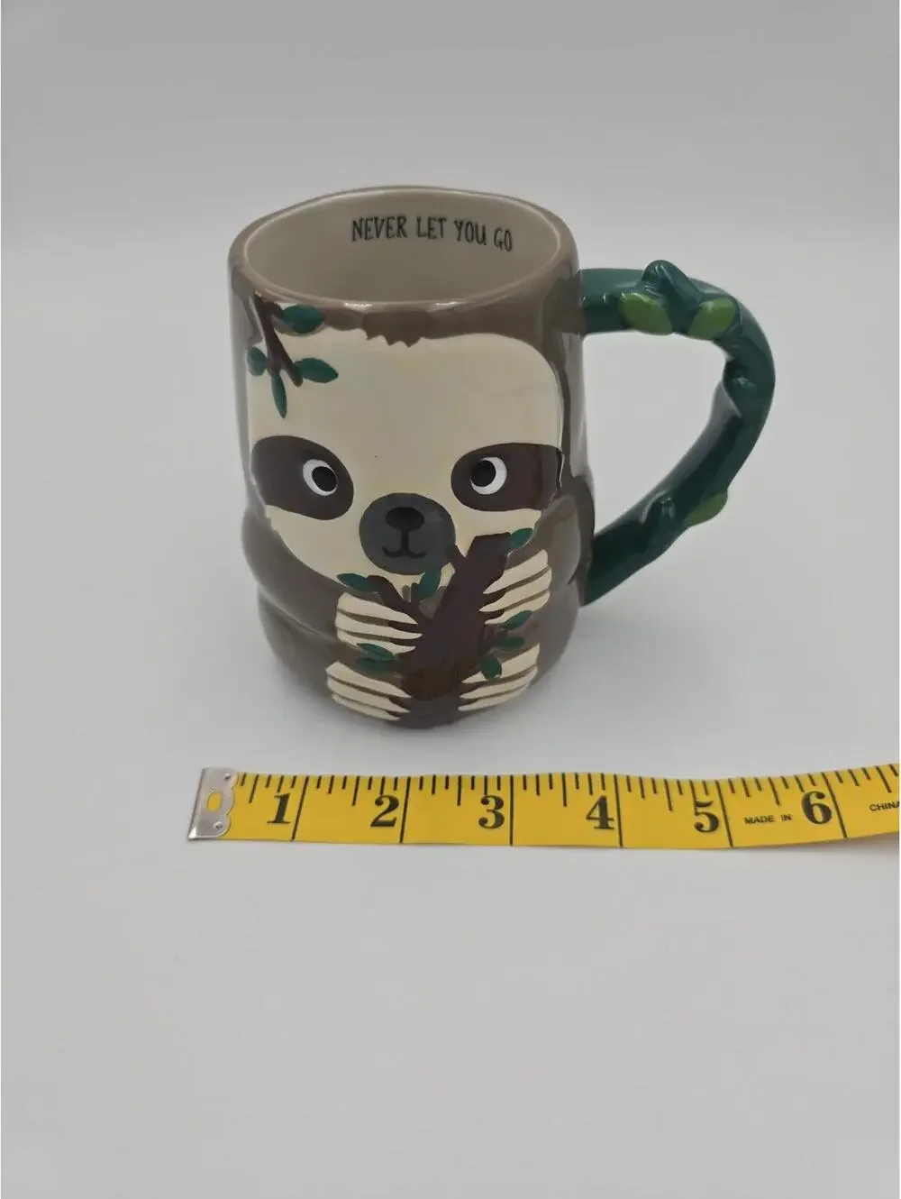 TAG 3D Sloth Mug Tree Handle “Never Let You Go” Ceramic Cup